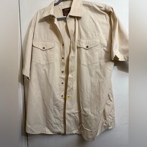 Walls Ranch Wear Cream Short Sleeves Button-Up Shirt Size XL‎
